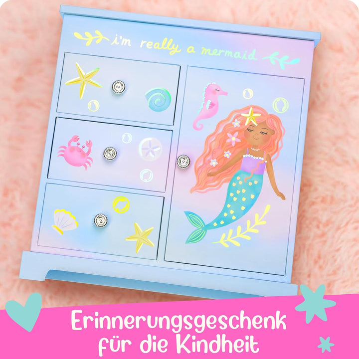 Giggle & Honey® Meerjungfrau Kindergeburtstag Gastgeschenke Mädchen – Music Box Schmuckkästchen mit