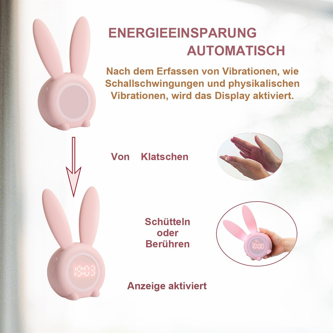 Baby Kinder Lichtwecker Hasenwecker Hasen Wecker Uhr Rabbit Alarm Clock Wake Up Light Nachttischlamp