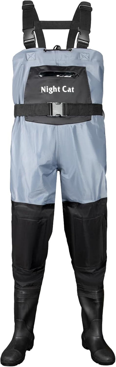 Night Cat Wathose Herren Damen Frauen Wathose mit Stiefeln Wasserdichte Atmungsaktive Crosswater Bla