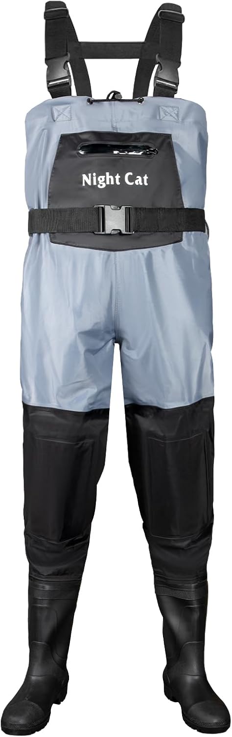 Night Cat Wathose Herren Damen Frauen Wathose mit Stiefeln Wasserdichte Atmungsaktive Crosswater Bla