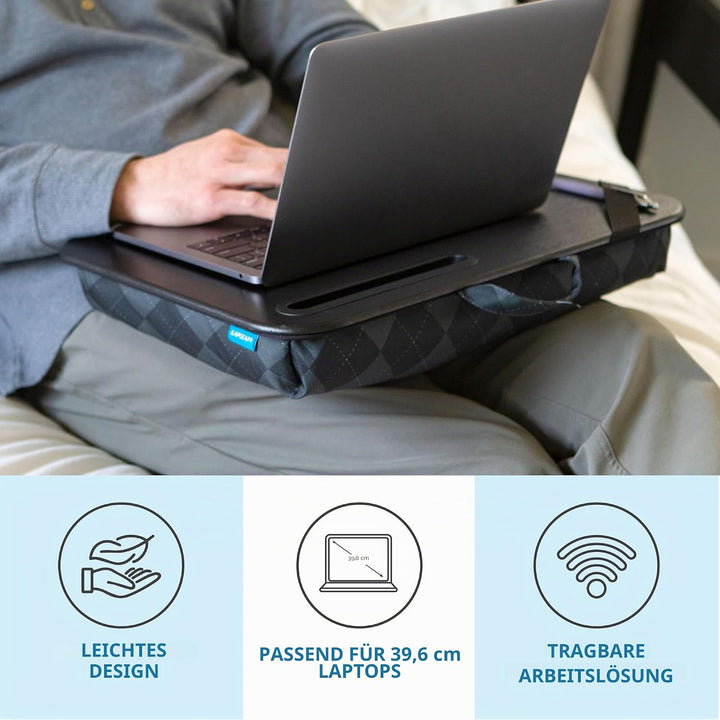 LAPGEAR Designer Schossschreibtisch mit Telefonhalter und Geräteleiste, für Laptops bis zu 15,6 Zoll