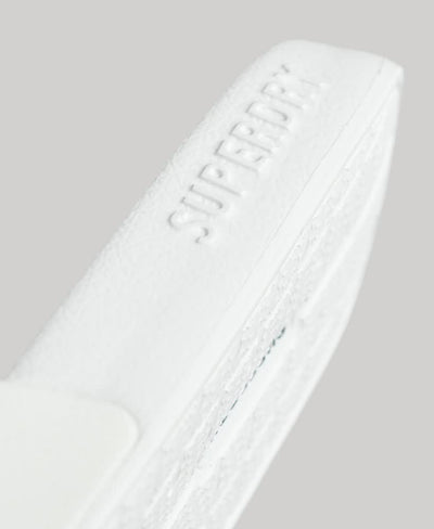 Superdry Damen Code Logo Vegan Pool Slide Flipflop L Weiss Metallic Rosé, L Weiss Metallic Rosé