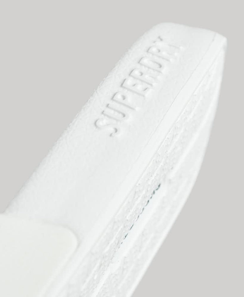Superdry Damen Code Logo Vegan Pool Slide Flipflop L Weiss Metallic Rosé, L Weiss Metallic Rosé