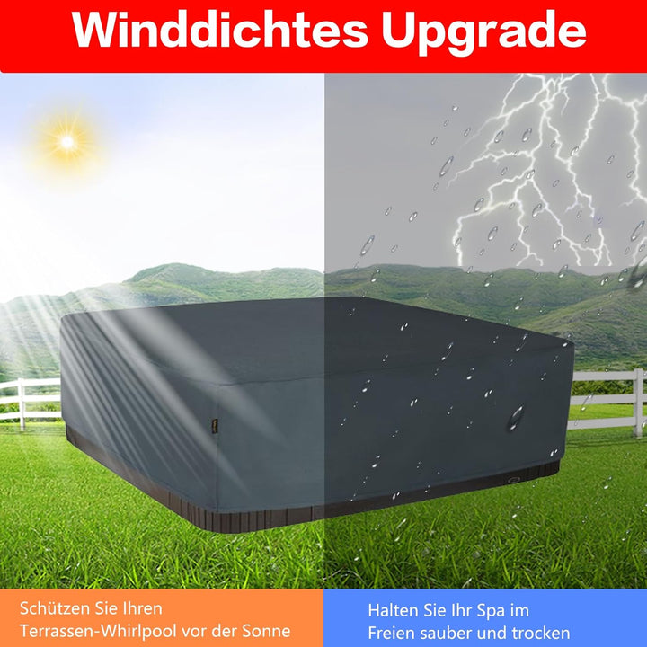 Whirlpool Outdoor Abdeckung, Rechteckige Pool Cover, Winterabdeckplane Poolabdeckung, Grau, 220x220x