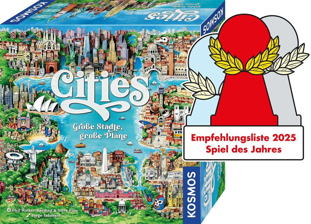 KOSMOS 685096 Cities - Grosse Städte, grosse Pläne, Städtebauspiel, Brettspiel für 2-4 Spieler, Gese