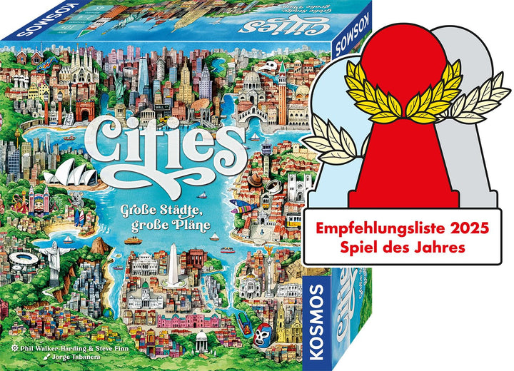 KOSMOS 685096 Cities - Grosse Städte, grosse Pläne, Städtebauspiel, Brettspiel für 2-4 Spieler, Gese