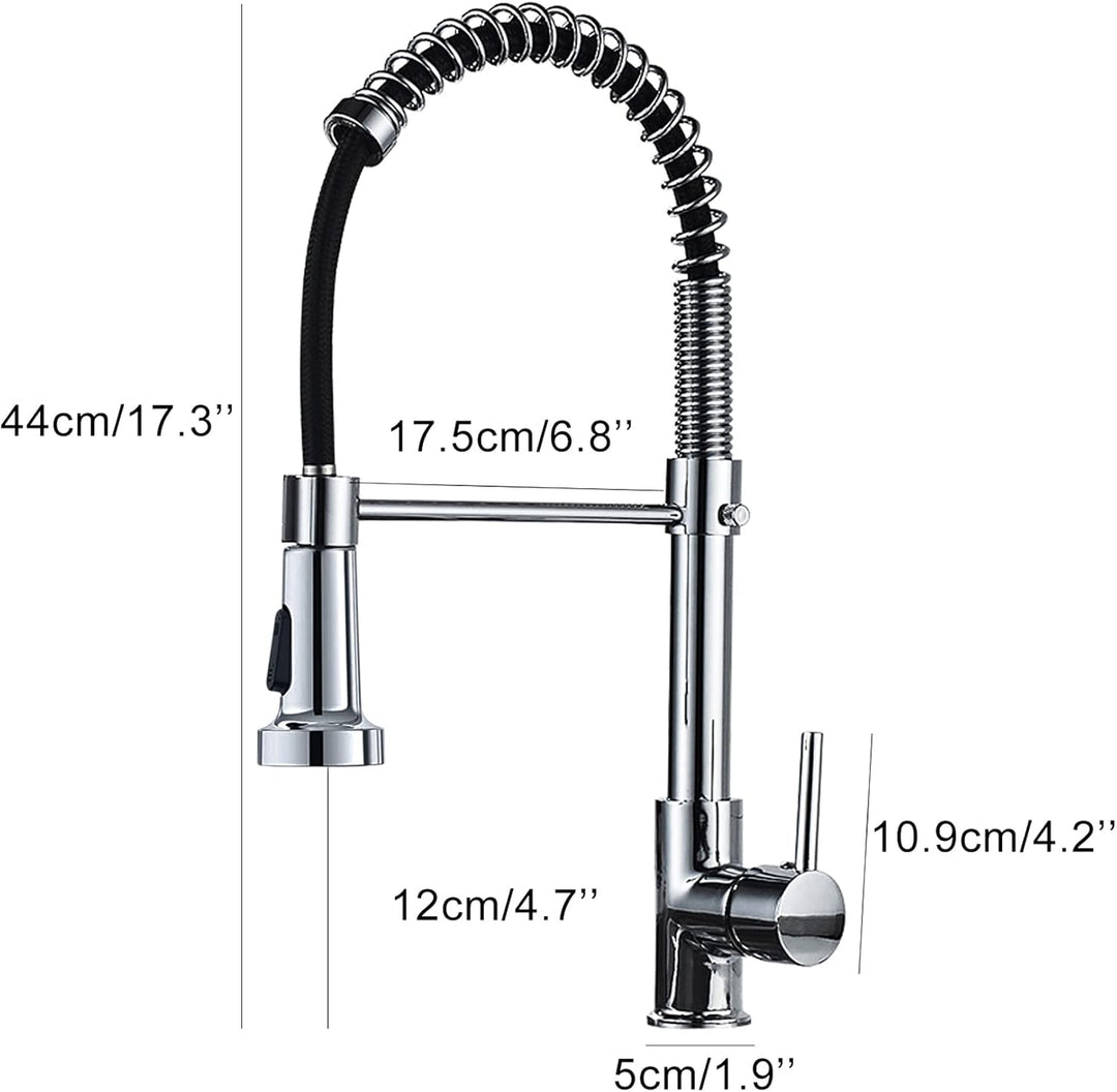 Küchenarmatur mit herausziehbarem Sprüher, 360°Schwenkbare Wasser Spültischarmaturen, Spring Wasserh