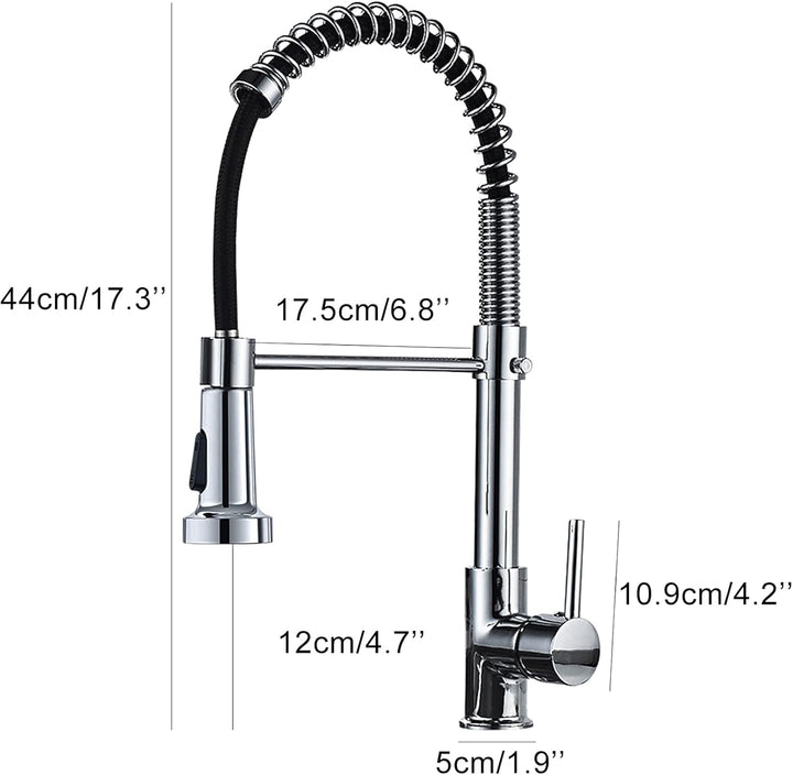 Küchenarmatur mit herausziehbarem Sprüher, 360°Schwenkbare Wasser Spültischarmaturen, Spring Wasserh