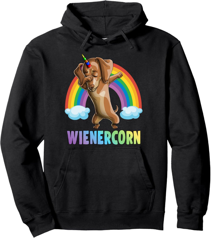 Dabbing Weinercorn Dackel Halloween lustige Dab Hund Geschen Pullover Hoodie