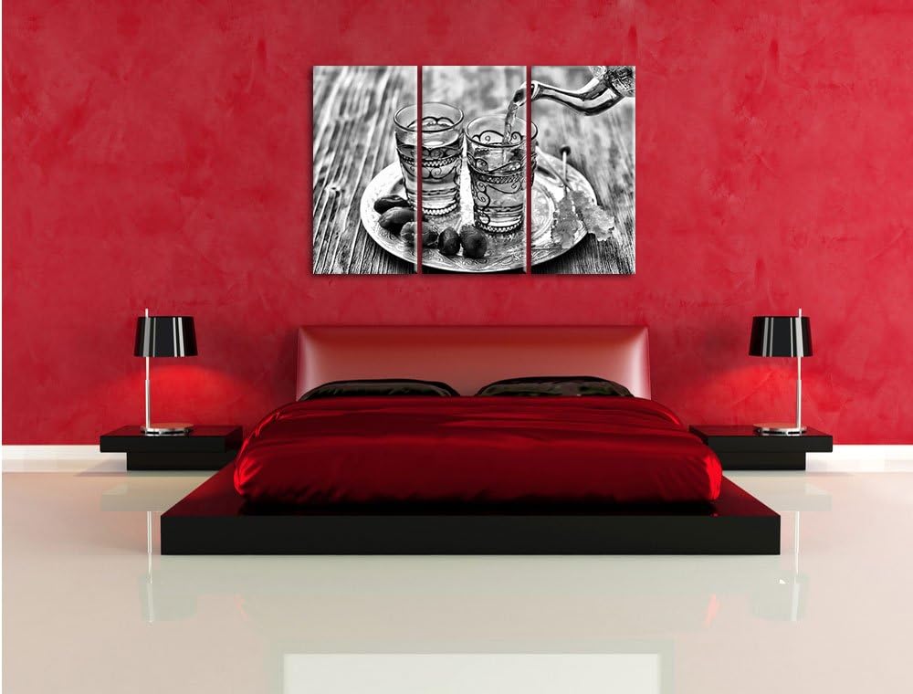 Pixxprint Arabischer Tee als Leinwandbild | Grösse: 3 Teilig (120x80) | Wandbild| Kunstdruck | ferti