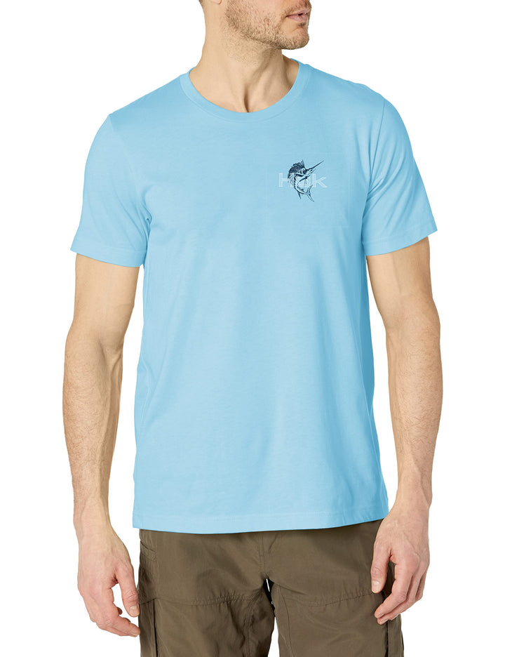 HUK Herren Short Sleeve Tee | Performance Fishing T-Shirt kurzärmelig S Marlin Shine – Ostsee Heathe