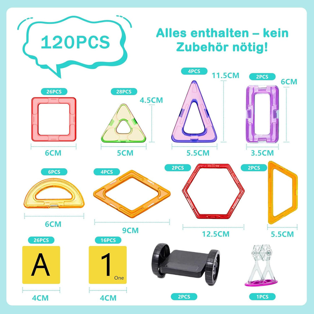 Magnetische Bausteine 120 Teile Magnetspielzeug Kinder Lernspielzeug ab 3 4 5 6 7 8 Jahre Magneten S