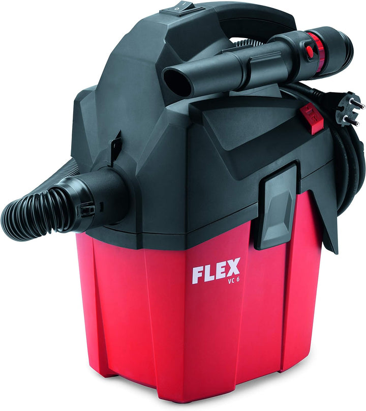 Flex Werkstattsauger VC 6 L MC (1200 Watt, kompakter Trockensauger mit Tragegurt, Behälter 6 l, Saug