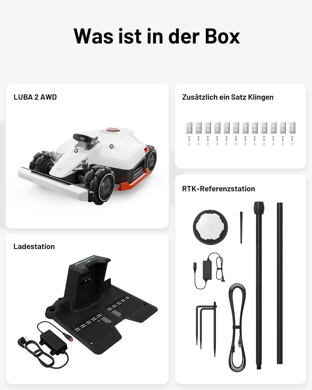 MAMMOTION LUBA 2 AWD 5000X Mähroboter ohne Begrenzungskabel, NetRTK+Vision, Keine RTK-Antenne erford