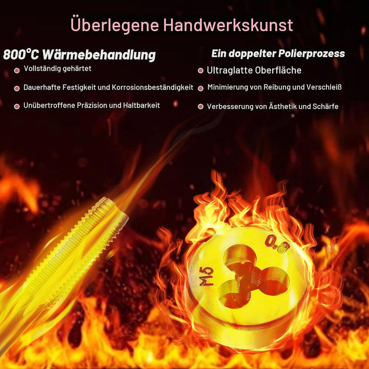 Gewindeschneider Set Metrisch M3-M12 Gewindeschneidsatz, Gewindebohrer Schneideisen Set mit Bohrer,