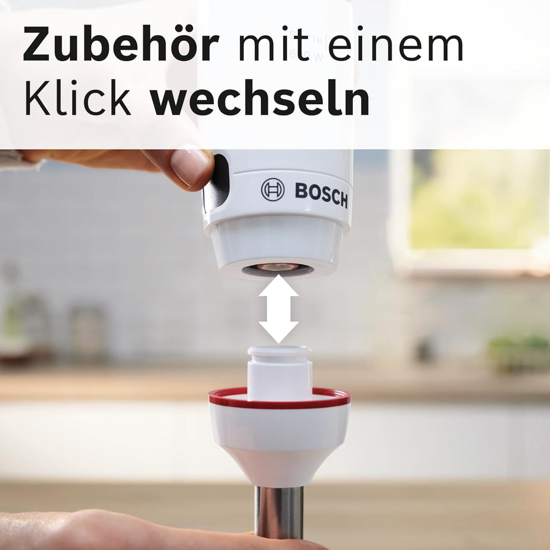 Bosch Stabmixer ErgoMaster Serie 4, einhändig bedienbar, 4 Edelstahl-Klingen, verschleissfreie Keram