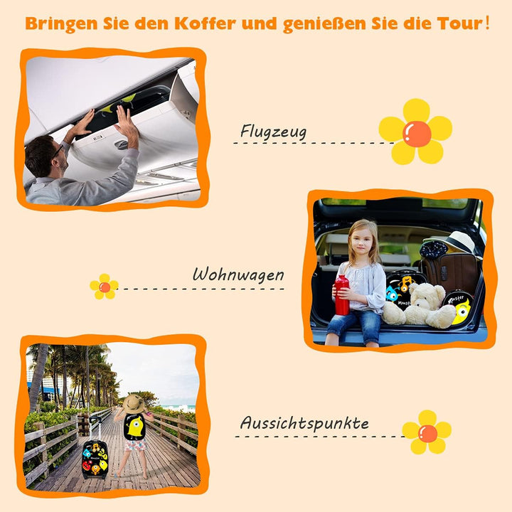 RELAX4LIFE Kinderkoffer mit Rollen, 2 TLG Kinder Kofferset, Koffer(16 inch) + Rucksack(12 inch), Rei