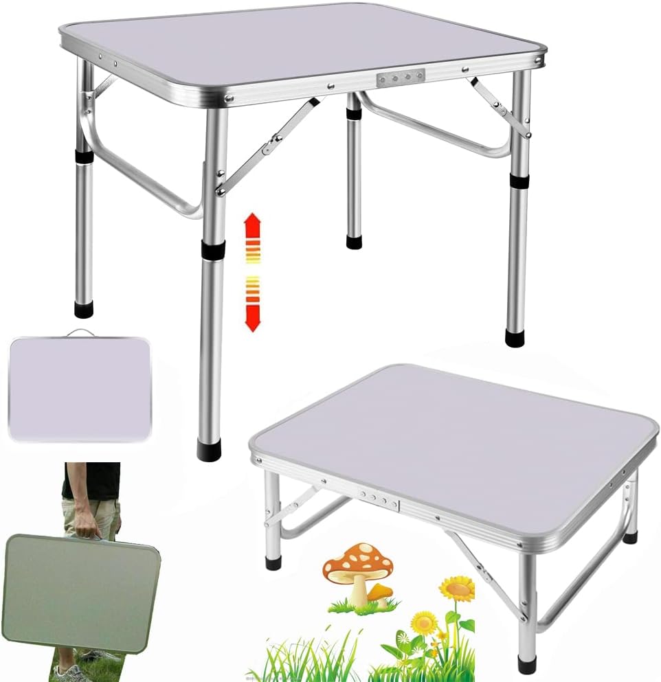 Lucn 60 cm faltbarer Campingtisch, tragbarer faltbarer Picknicktisch für den Innen- und Aussenbereic