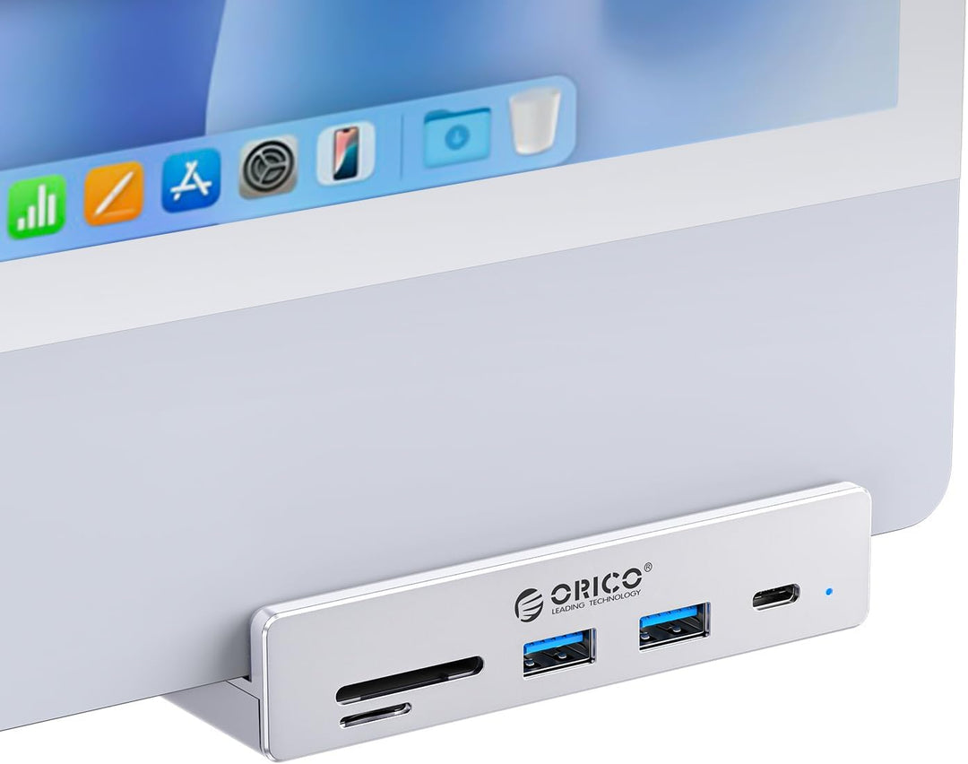 ORICO USB Hub 3.2 Schreibtisch, 10Gbit/s Aluminum USB-Hub Klemme und USB-C PD 60W, 6 Ports USB Verte