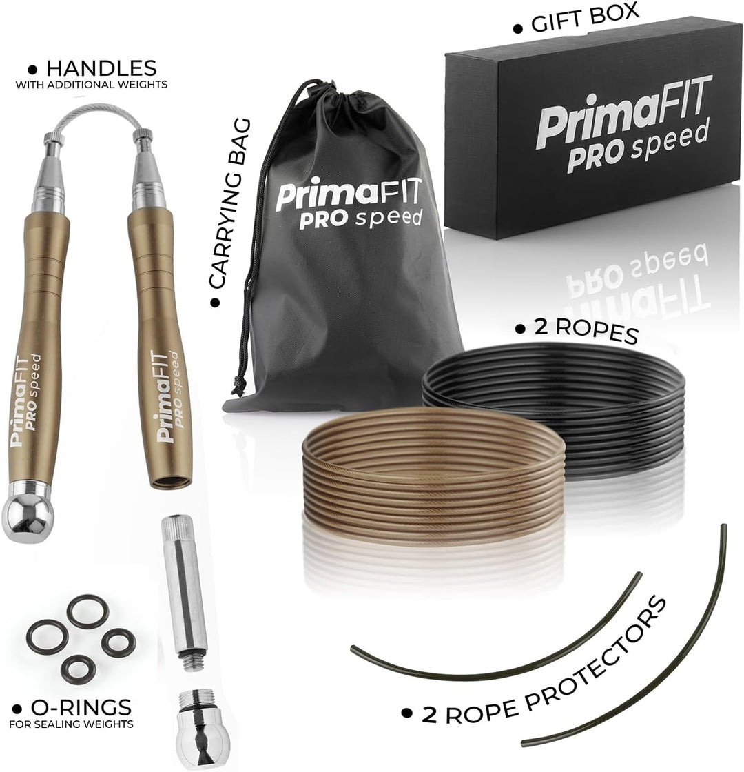 PrimaFIT Springseil Erwachsene Fitness Pro Speed Jump Rope 3m Seilspringen Verstellbar Mit Gewichten