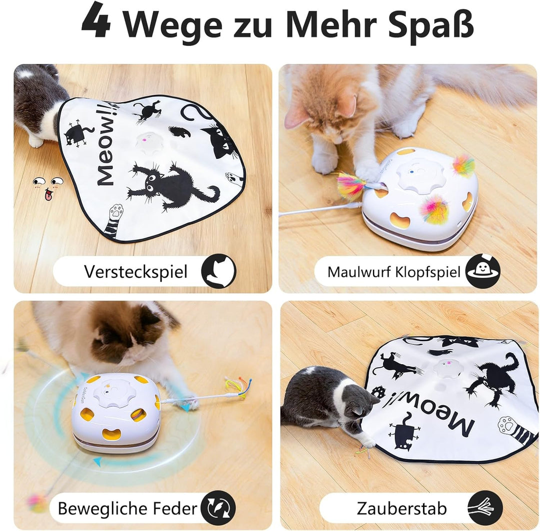 GoldenSun Katzenspielzeug, Wiederaufladbar, Interaktives 4-in-1 Kitten Spielzeug für Indoor, Verstec