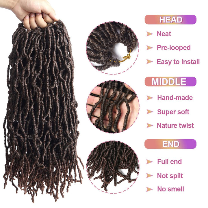 Beyond Beauty 6 Packungen/Lot Nu Faux Locs Häkelhaar, 61 cm, vorgeschlungene Göttin Locs Häkelhaar,
