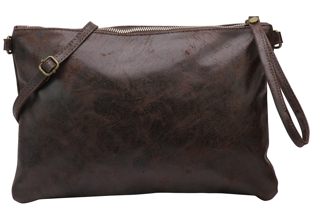 SH Leder Echtleder Umhängetasche Clutch im vintage look mittelgross Tasche Abendtasche 33x22cm Clara
