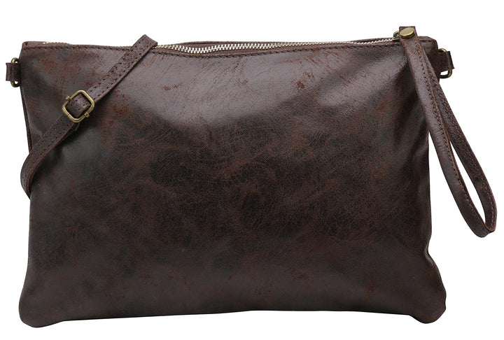 SH Leder Echtleder Umhängetasche Clutch im vintage look mittelgross Tasche Abendtasche 33x22cm Clara