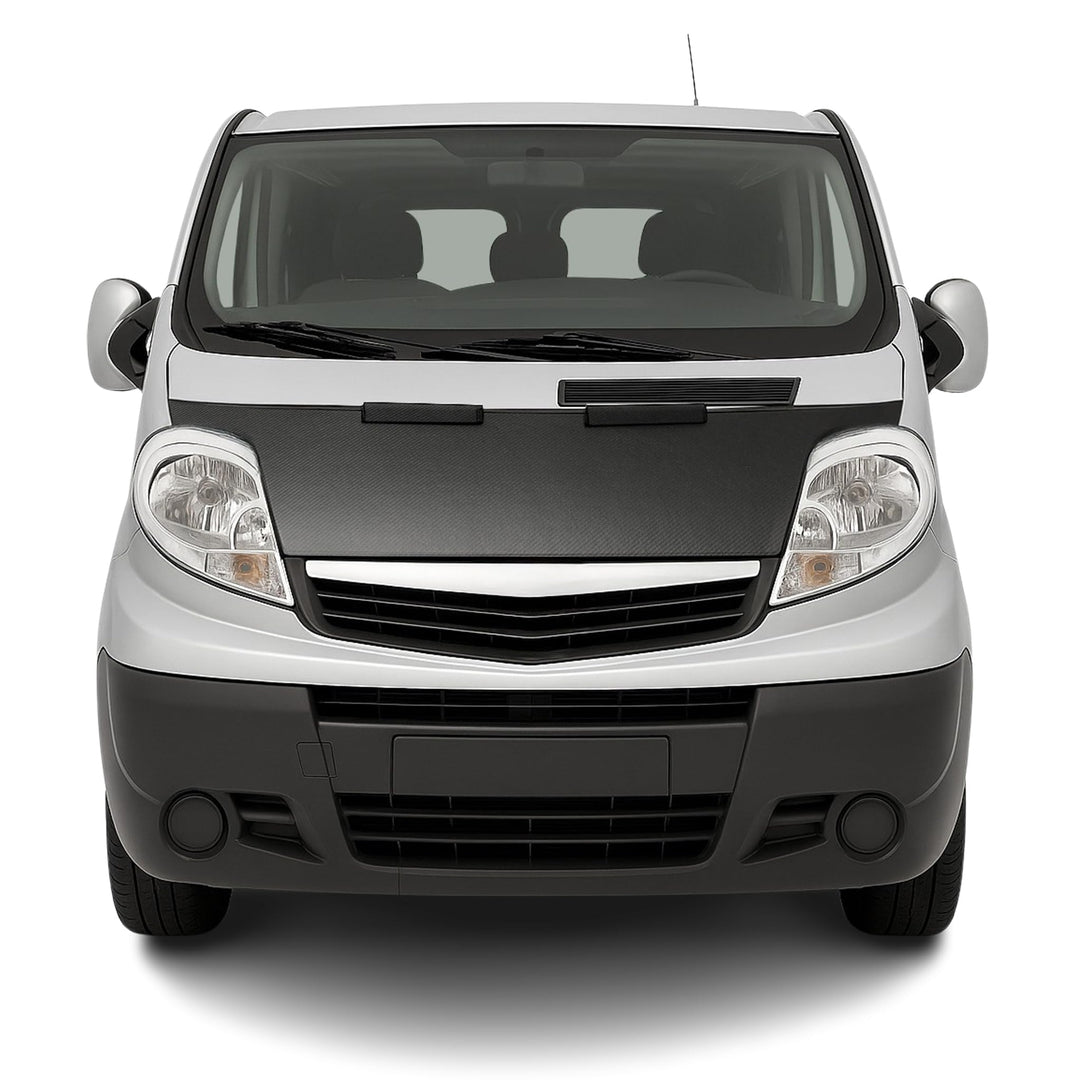OMAC Haubenbra Steinschlagschutz Bonnet Bra kompatibel mit Renault Trafic 2001-2014 Carbon Halb Schw