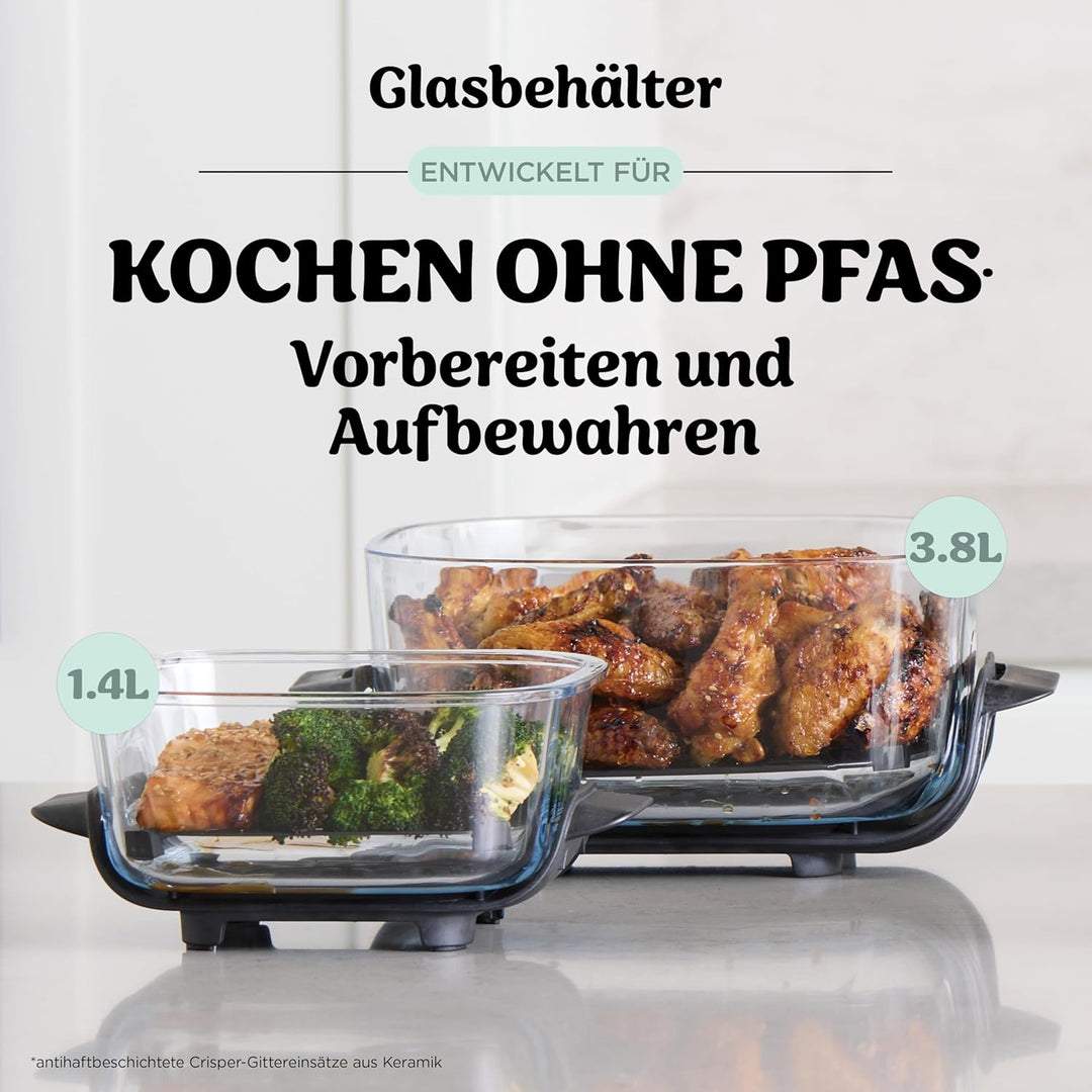 Ninja CRISPi tragbare Air fryer Heissluftfritteuse, 3,8 l, 4-in-1: Heissluftfrittieren, Braten, Warm
