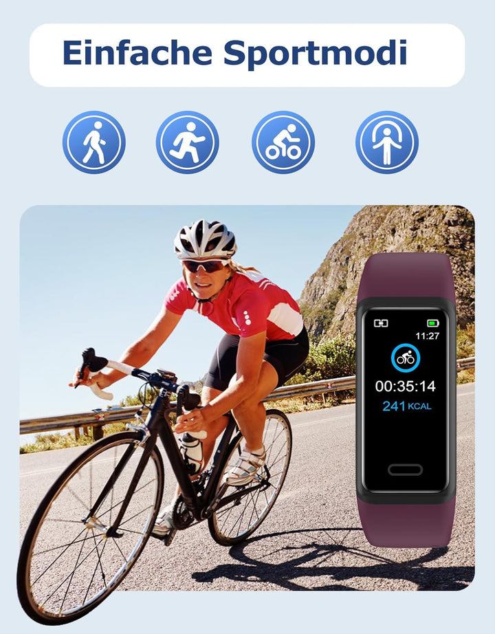 Cloudpoem Fitness Tracker,Fitnessuhr für Damen Herren mit Pulsuhr,Schrittzähler,Kalorienzähler,Schla