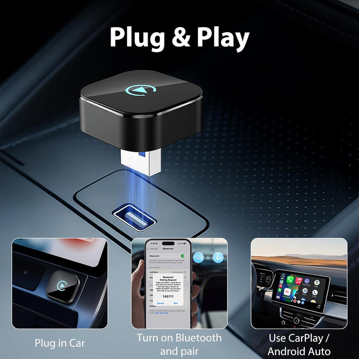 Sunweyer S40 Super Mini CarPlay Adapter Wireless Android Auto Car Kit - für Fahrzeuge mit werksseiti