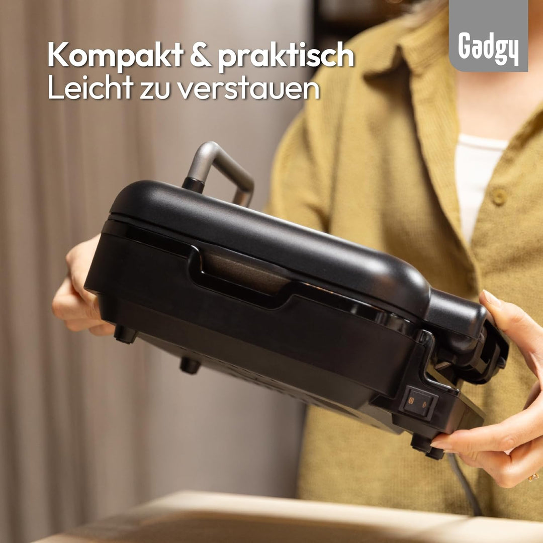 Gadgy Kontaktgrill – Elektrische Tischgrill mit abnehmbarem Grillboden – Einstellbare Temperatur – E