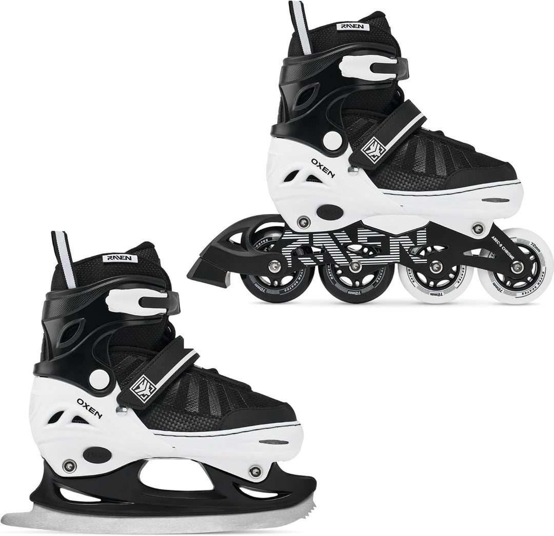 RAVEN Inline Skates Inliner für Kinder und Erwachsene OPTIONAL 2in1 mit Schlittschuhen verstellbar O