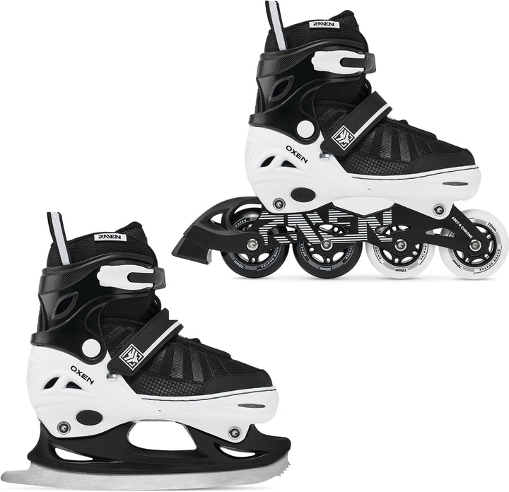 RAVEN Inline Skates Inliner für Kinder und Erwachsene OPTIONAL 2in1 mit Schlittschuhen verstellbar O
