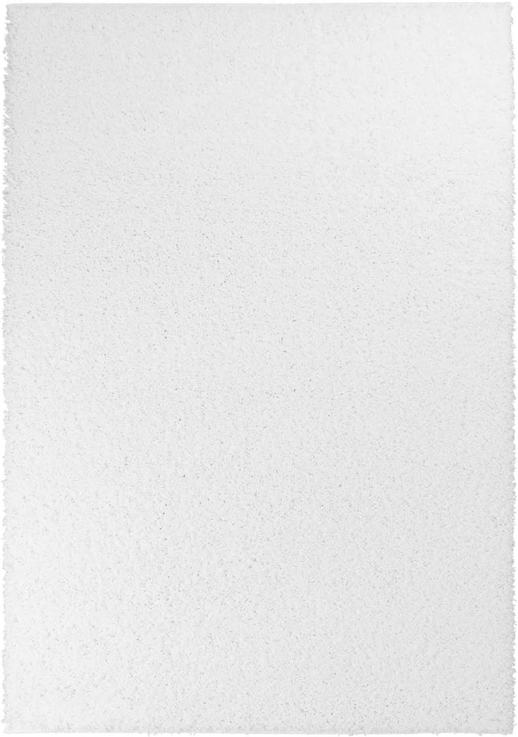 carpet city Shaggy Teppich Hochflor Langflor Einfarbig Uni Weiss Weich Flauschig Wohnzimmer, Grösse: