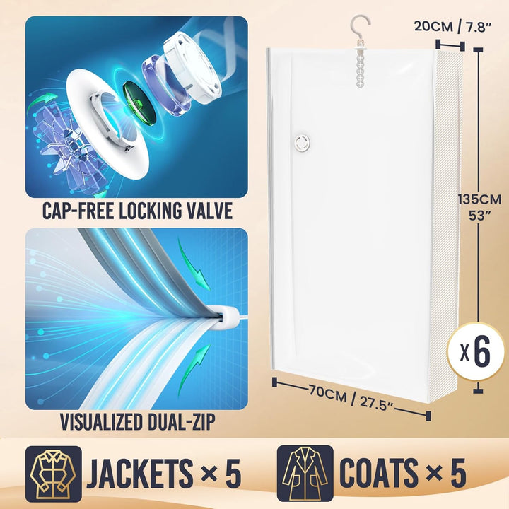 TAILI Vakuumbeutel für Kleidung Hängend, Vacuum Bags for Clothing Vakuumierbeutel Kleidung Mit Kleid