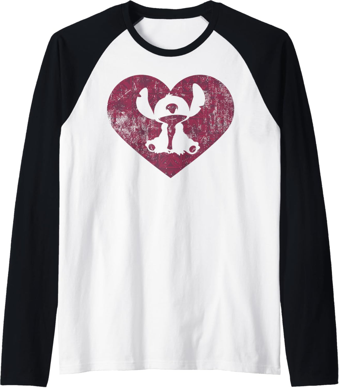 Disney Lilo & Stitch Valentinstag Stitch Heart Silhouette Raglan