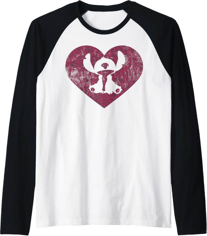 Disney Lilo & Stitch Valentinstag Stitch Heart Silhouette Raglan