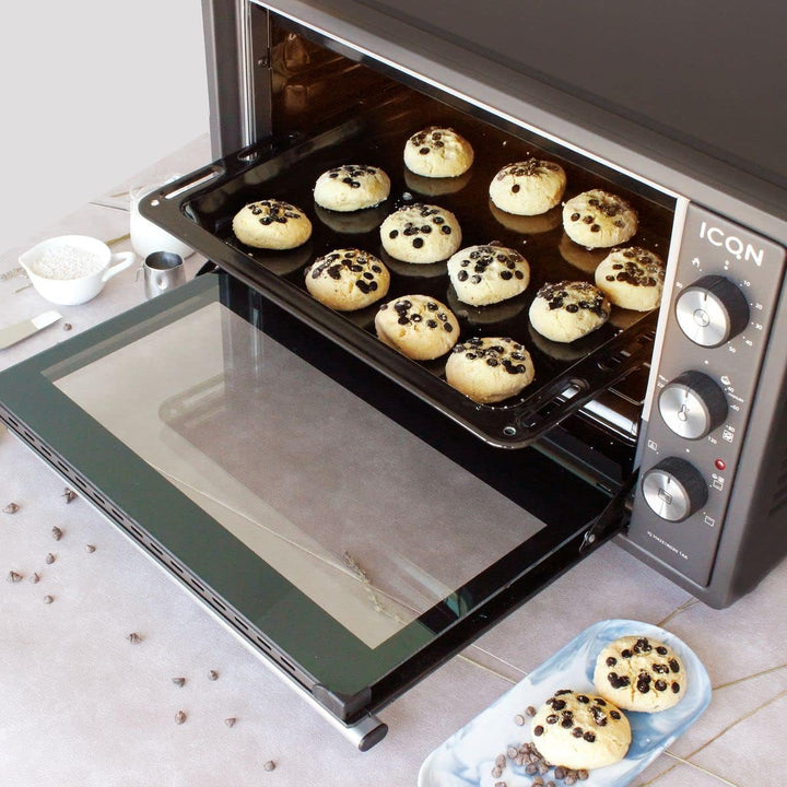 ICQN Backblech 422 x 370 x 30 mm Set, Emailliert Fettpfanne für Backofen und Herd, Passend für ELECT
