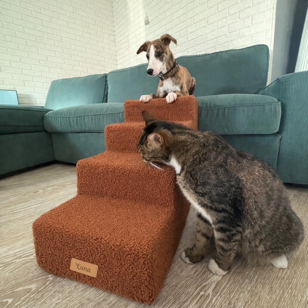 Sofatreppe für Hunde und Katzen – Hundetreppe für Bett & Sofa – 3- oder 4-stufig, rutschfest & wasch