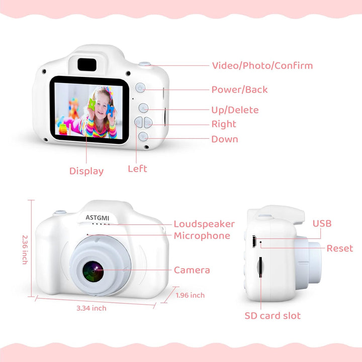 Kinder Kamera, 2.0”Display Digitalkamera,Geschenke für 3 4 5 6 8 7 9 10 11 12Jahre Jungen und mädche