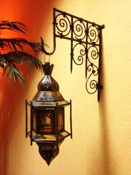 Orientalischer Laternenhaken Ebru modern aus Eisen in Schwarz 41 cm