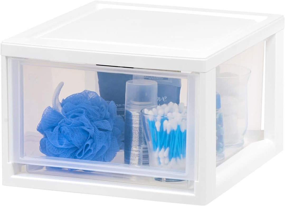 Iris Ohyama, Stapelbare Aufbewahrungsschublade, Schubladenbox aus Kunststoff, 13,7L, 3er-Set, Weiss,