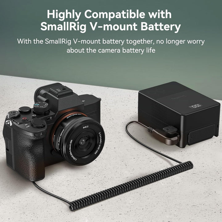 SMALLRIG D-Tap auf NP-FZ100 Dummy-Akku, NP-FZ100 Spiral-Stromkabel für Sony A7R V, A7S III, A7R IV,