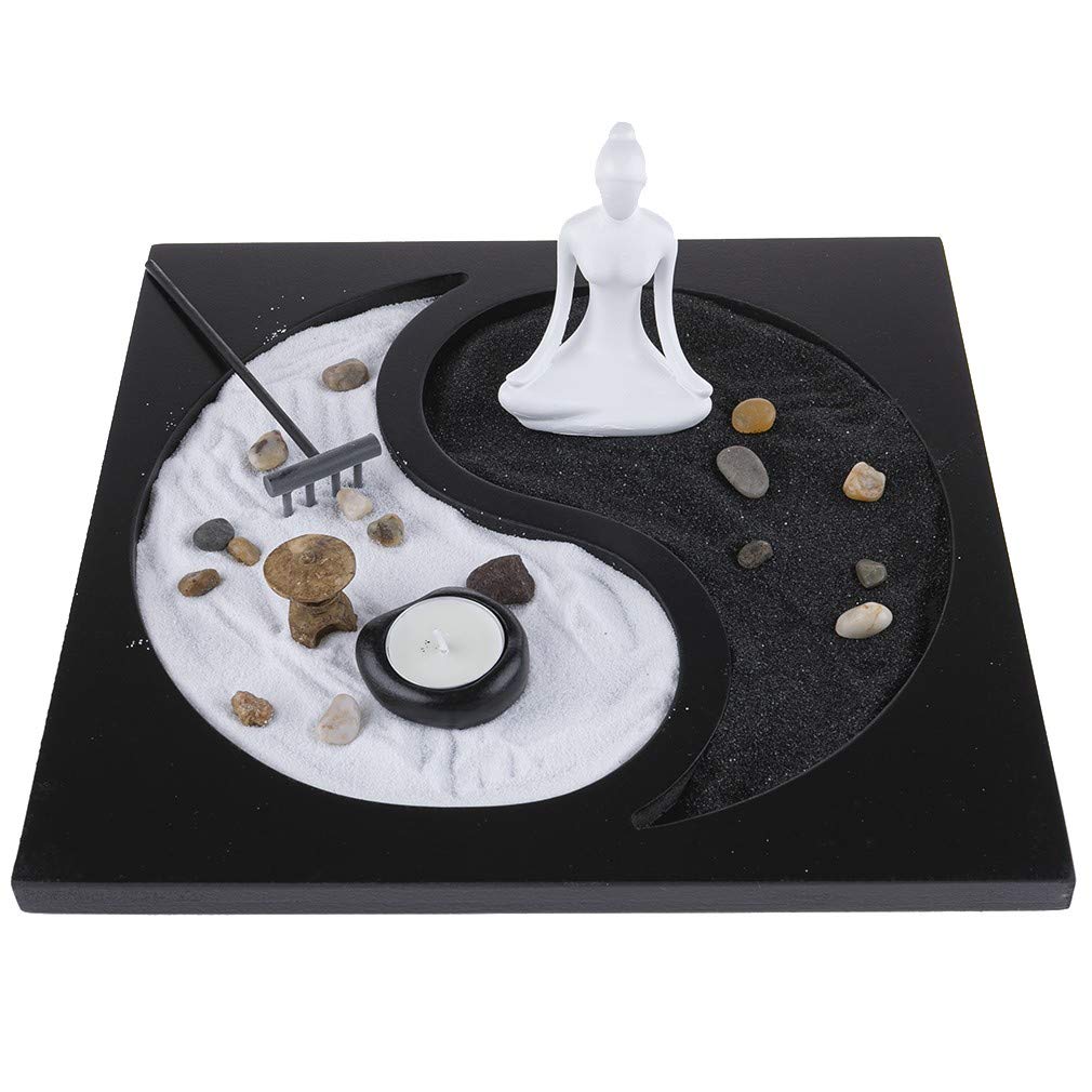 lachineuse Kerzen-Sets, Holz Stein Bambus, schwarz/weiss, 30 x 30 x 10 cm, 850