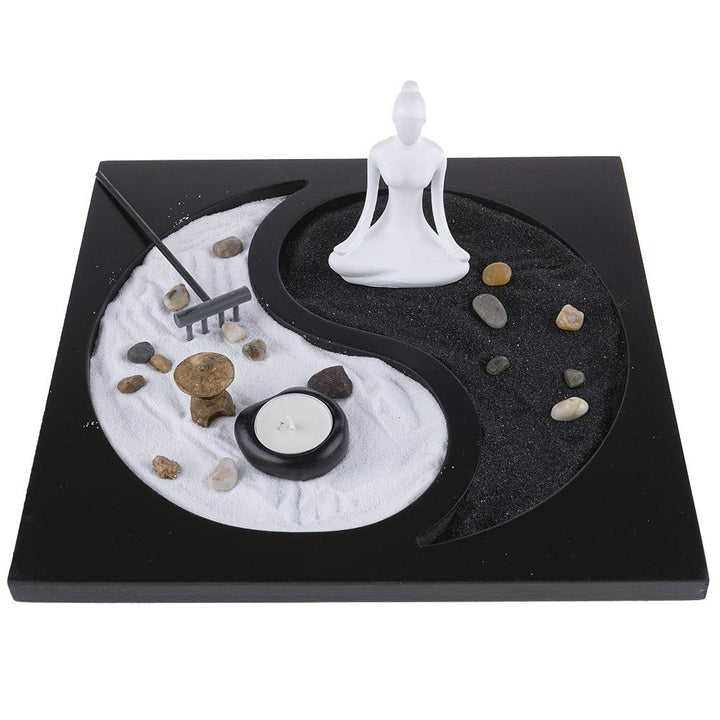 lachineuse Kerzen-Sets, Holz Stein Bambus, schwarz/weiss, 30 x 30 x 10 cm, 850