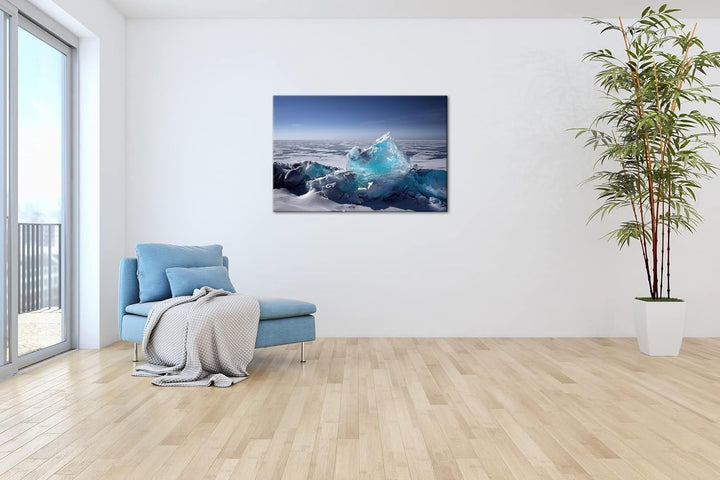 deyoli klares Eis am Nordpol Format: 100x70 als Leinwand, Motiv fertig gerahmt auf Echtholzrahmen, H