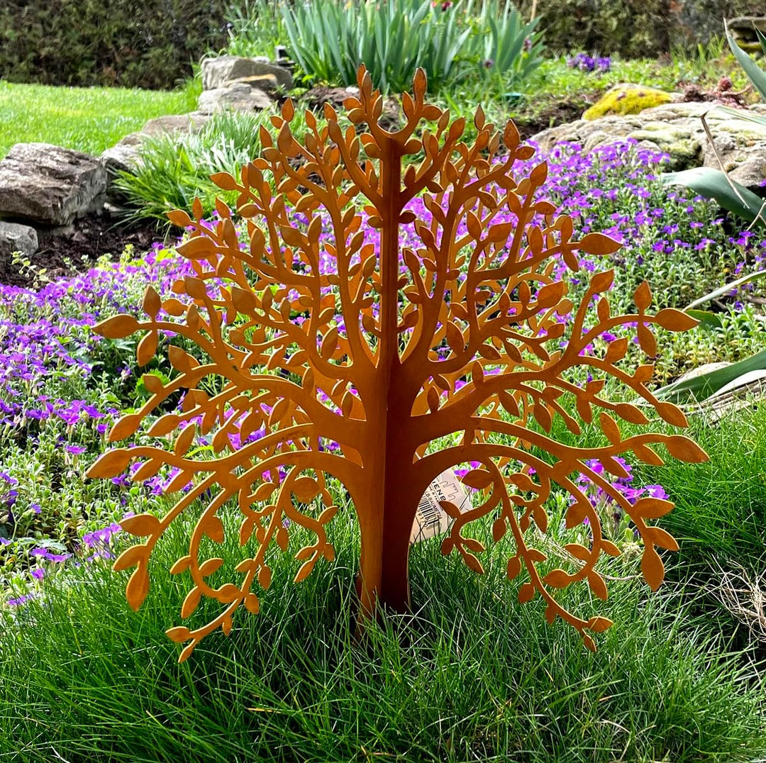 LB H&F Gartenstecker LEBENSBAUM 2tlg. 3D Baum 40x38cm zum stecken Gartendeko Deko Dekoration aus 2 S