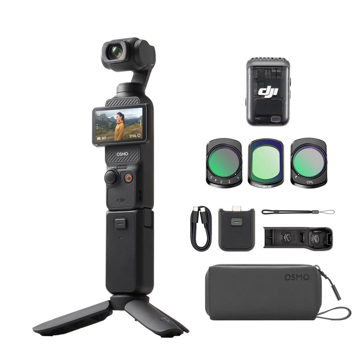 DJI Osmo Pocket 3 Kreativ Combo Bundle, vlog Kamera 4K mit 1-Zoll-CMOS und 4K/120 fps Video, 3-Achse